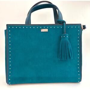 NWT Kate Spade Abby West Street Teal Green Studded Suede Tote Crossbody Bag